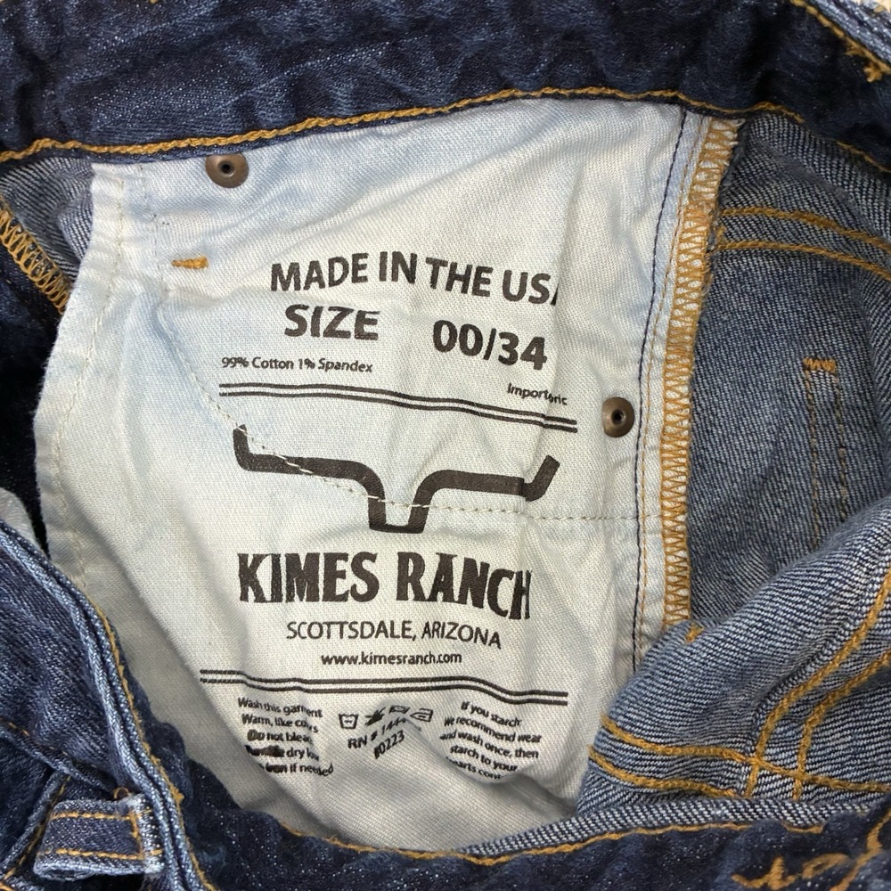 Kimes Ranch Jennifer Flare Dark Wash Made in USA Blue Jeans Womens 00 / 34 - Picture 4 of 4